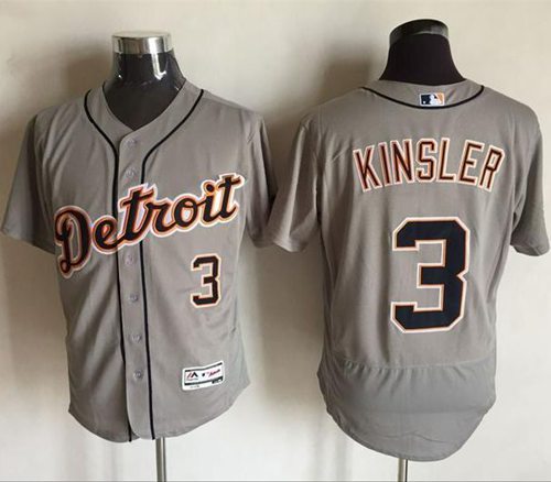 Tigers #3 Ian Kinsler Grey Flexbase Authentic Collection Stitched MLB Jersey